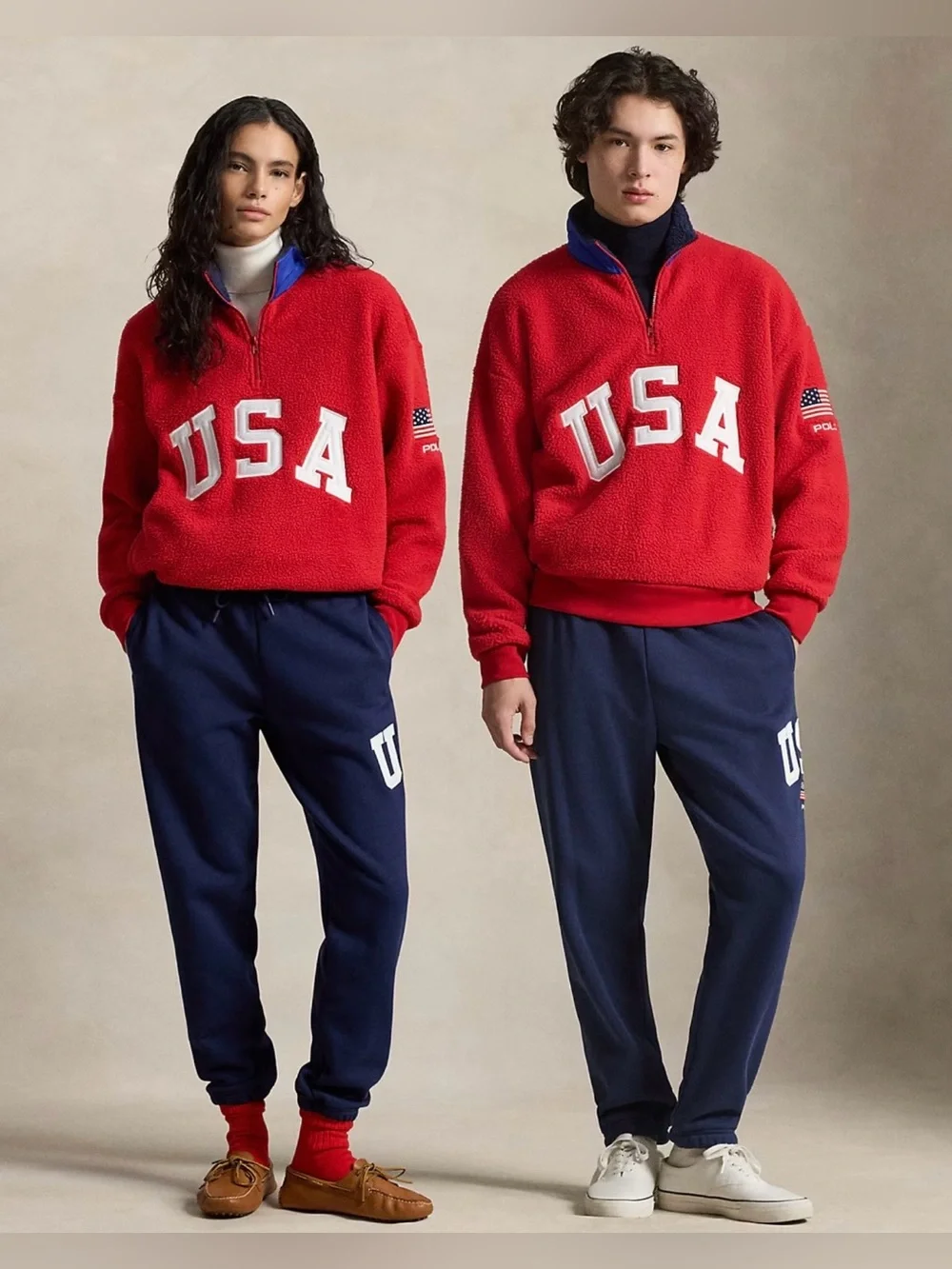 Polo Ralph Lauren Relaxed Fit Flag Fleece Pullover with USA Logo Unisex